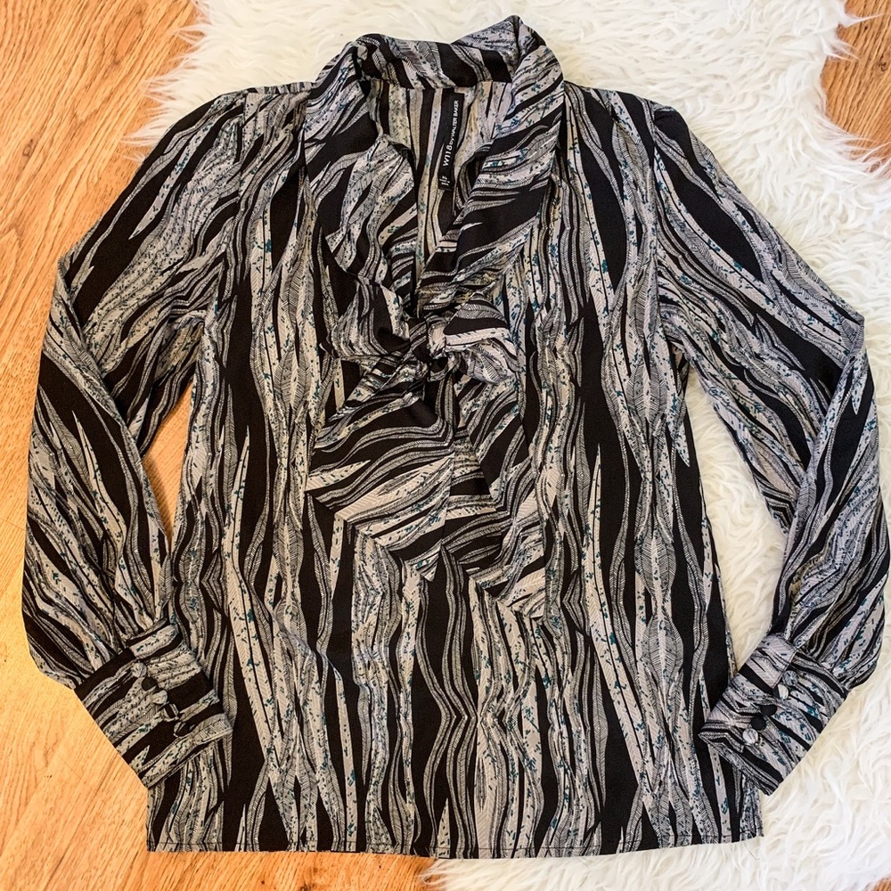 W118 by Walter Baker Patterned Pussy Bow Blouse XS